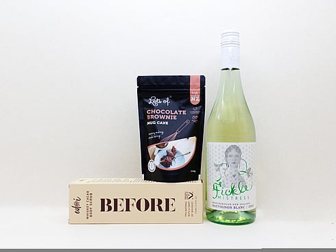 A BEAUTIFUL NZ WINE, BODY SCRUB AND CHOCOLATE BROWNIE