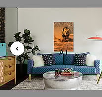 A1 portrait on a wall above a couch.