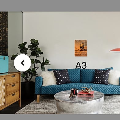 A3 portrait photo on the wall above a couch.