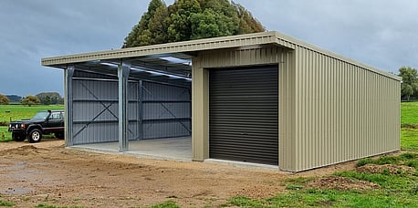 Shed partly open and partly enclosed