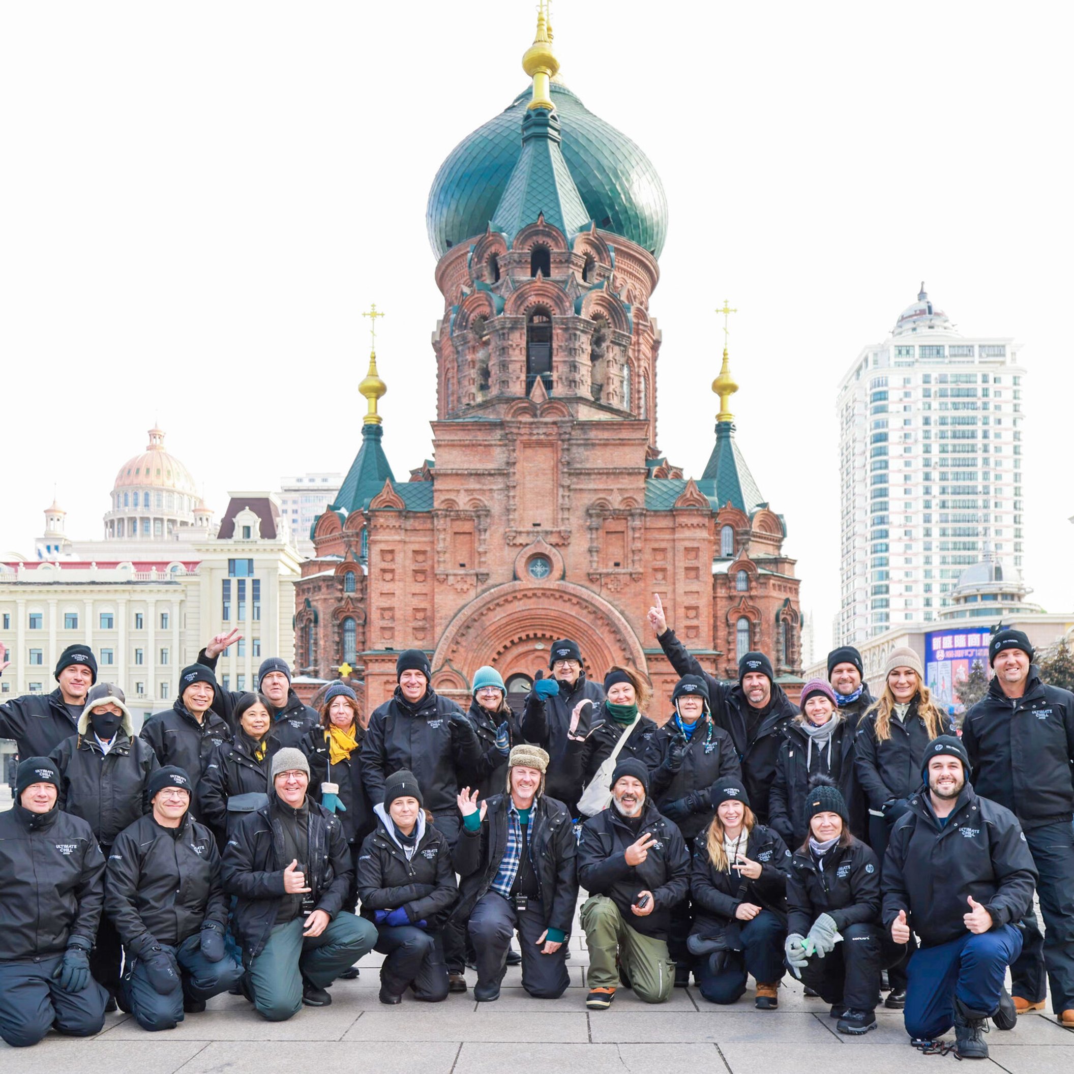 Incentive group outside Saint Sophia Cathedral in Harbin, China 