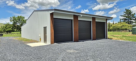 Shed with timber on the front
