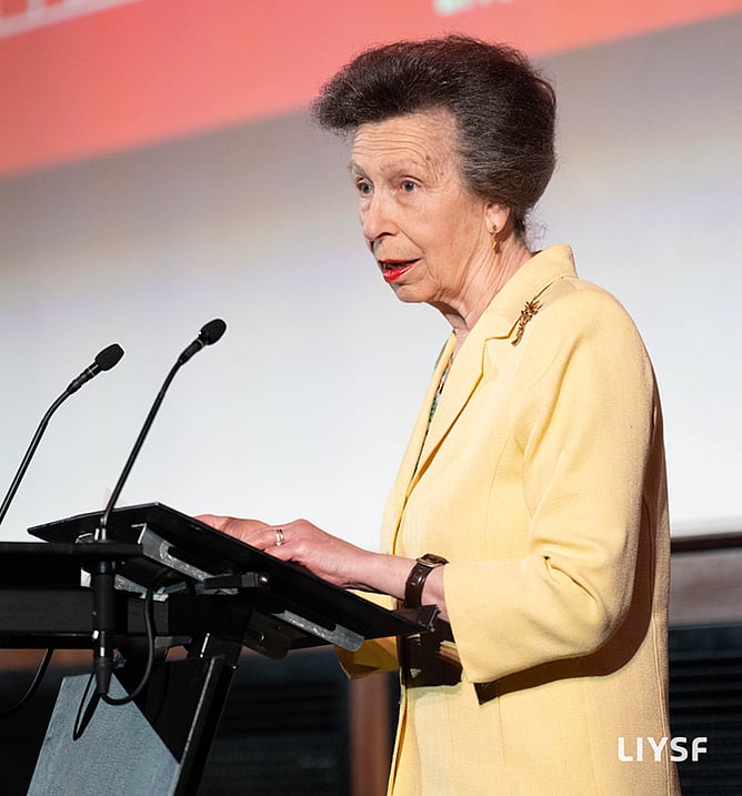 Princess Anne speaking at the 66th annual London International Youth Science Forum (LIYSF)
