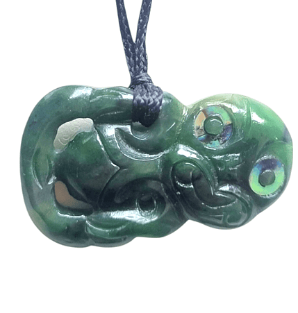  Genuine Hand Carved NZ Greenstone Pounamu Hei Tiki Pendant