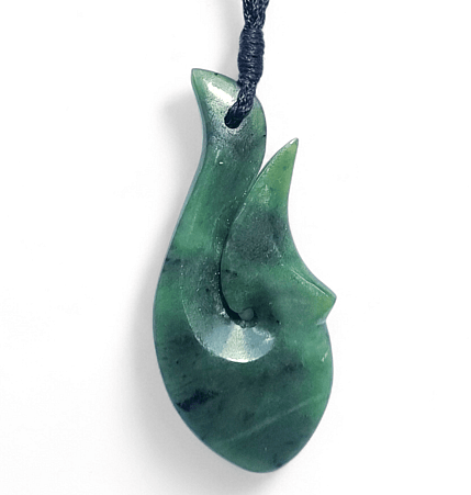  Genuine Hand Carved NZ Greenstone Pounamu Fish hook Pendant