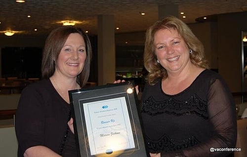 Carole Unkovich (left) presents Marion Jackson with 'Runner Up' Virtual Assistant of the Year Award 2012.