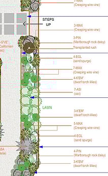 Informative 2-D plan with hardscape & planting notes