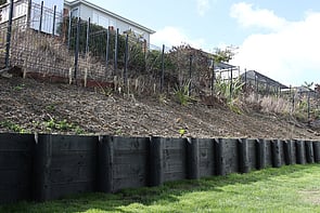 Raised Garden After staining and before planting from the landscape plan
