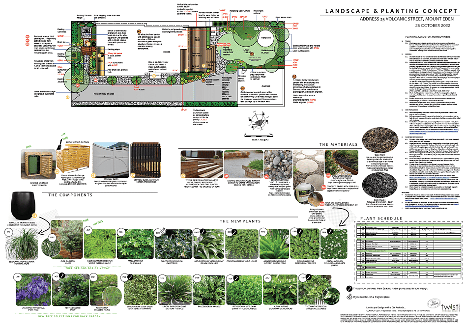 Full concept landscape design with materials and components