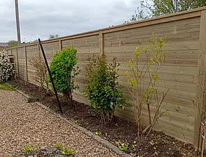 This shows the acoustic fence from the 'other' side. It is the same bother sides due to the construction method.