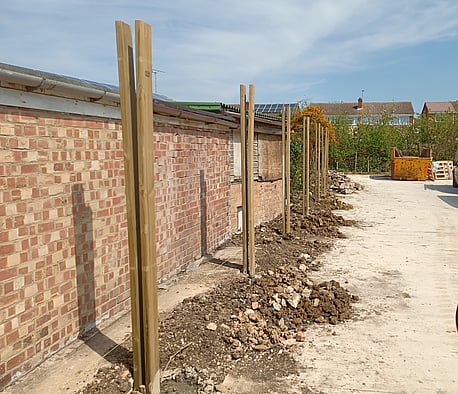 setting more posts on the acoustic barrier fence