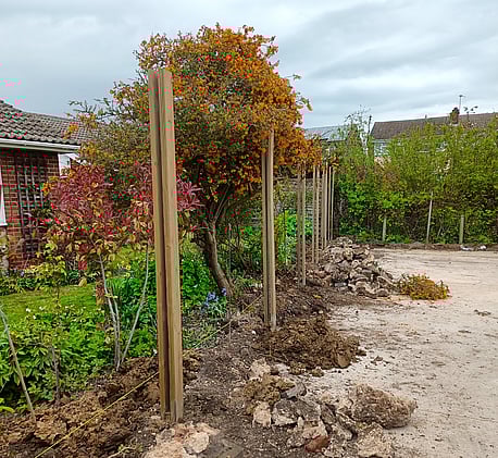 Setting the Tuning Fork posts for the acoustic barrier.