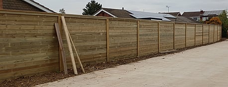 Acoustic barrier fencing, reduces noise for adjacent properties.