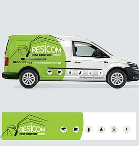 Resicom vehicle signage designed by Kaz