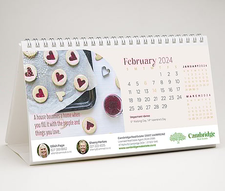 Cambridge Real Estate desktop calendar designed by Kaz - Design. Brand. Web.