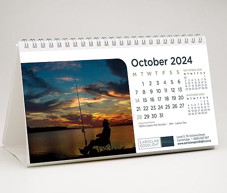 Earnslaw Goodlight desktop calendar designed by Kaz - Design. Brand. Web.