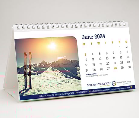 Cooney Insurance desktop calendar designed by Kaz - Design. Brand. Web.