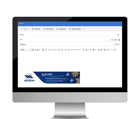 Wavelength Christmas email signature designed by Kaz - Design. Brand. Web.