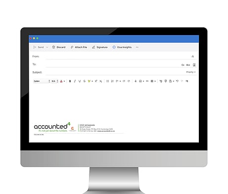 Accounted4 email signature designed by Kaz - Design. Brand. Web.