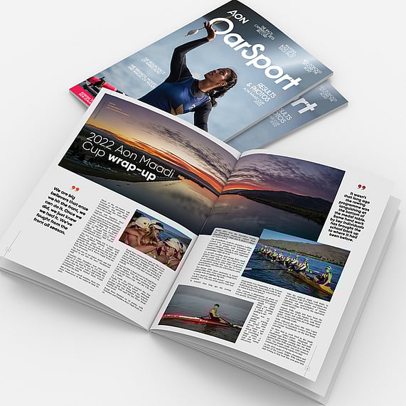Rowing NZ Oarsport Magazine editorial layouts designed by Kaz &ndash; Design. Brand. Web.
