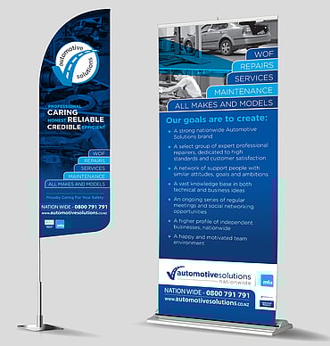 At Kaz - Design. Brand. Web. we can design flags and banners to compliment your brand design
