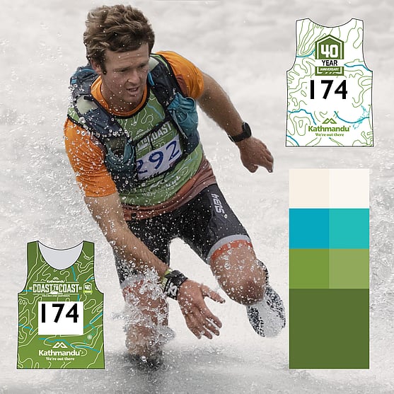 Coast to Coast 40th Anniversary bib designed by Kaz