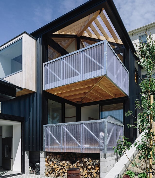 New house build with cantilevered deck