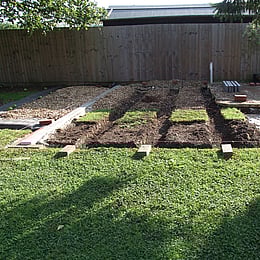 Excavting and setting the deck footings in.