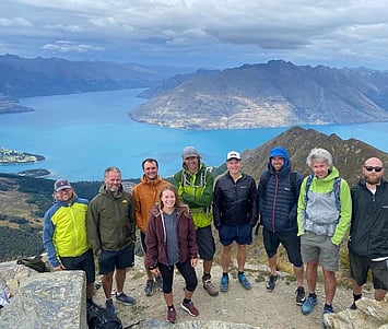 The Fixation Team on a mountain summit above Queenstown.