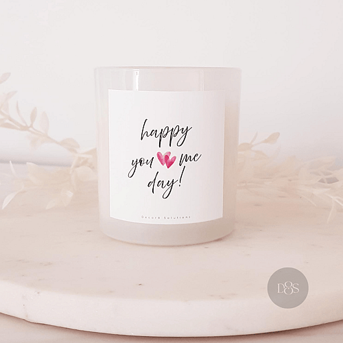 White candle with message