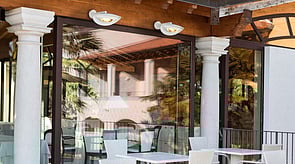 Outdoor dining in style and comfort with BellaSole wall heaters