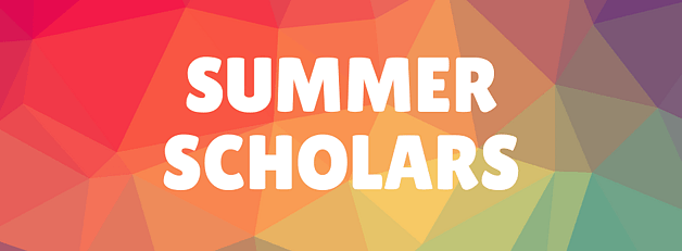 'Summer scholars' on a coloured background.