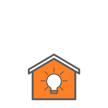 Icon of home with a lightbulb run by solar power