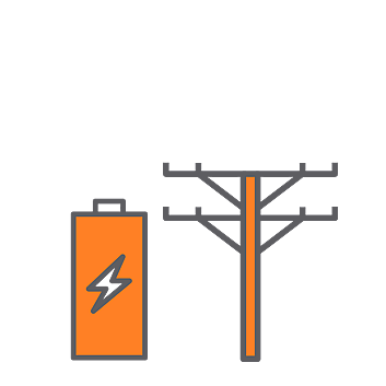 Icon of battery and power lines