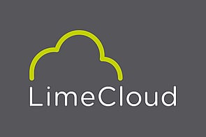 Lime Cloud Limited logo of lime green cloud graphic with LimeCloud written underneath on a dark grey background