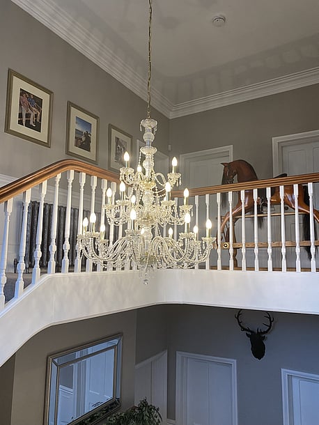 Gallery Landing and Chandelier