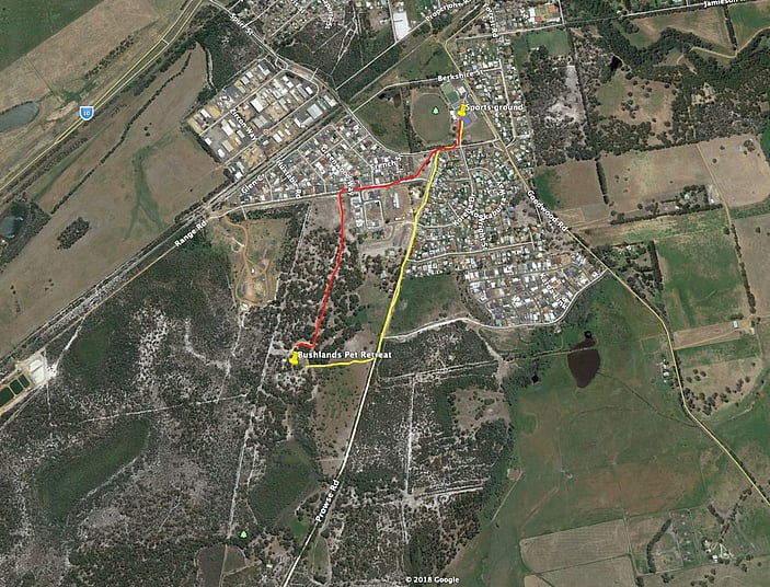 Preferred exit route (RED) Alternate route (Yellow)