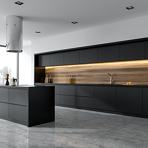 Remodel of Kitchen using black and timber