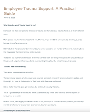 Employee Trauma Support: A Practical Guide
