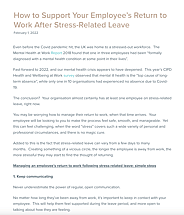 How to Support Your Employee&rsquo;s Return to Work After Stress-Related Leave