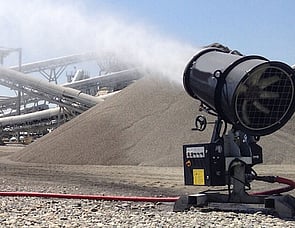 Dust suppression fog cannon on worksite