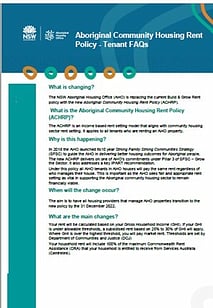 Aboriginal Community Housing Rent Policy - Tenant FAQs