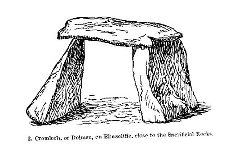 Simpson&rsquo;s 1879 drawing of the Almscliffe &lsquo;cromlech&rsquo;