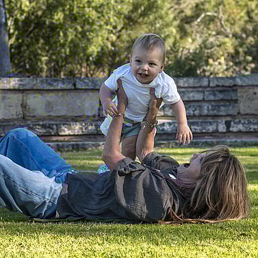 Grandma and grandson playing