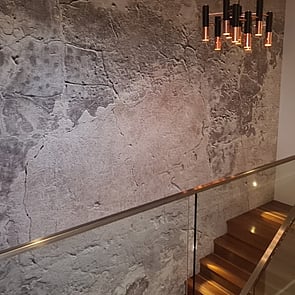 Wallpaper in home next to stairs