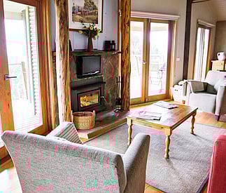 Living area with wood fire