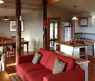 living area looking back across to the kitchen and dining area