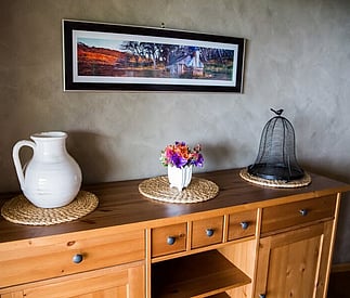 buffet and decor in the dining room
