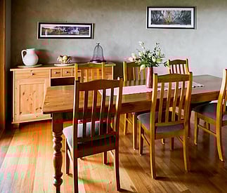 roomy timber dining table and buffet