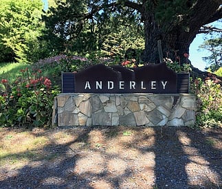 front entrance sign showing Anderley name